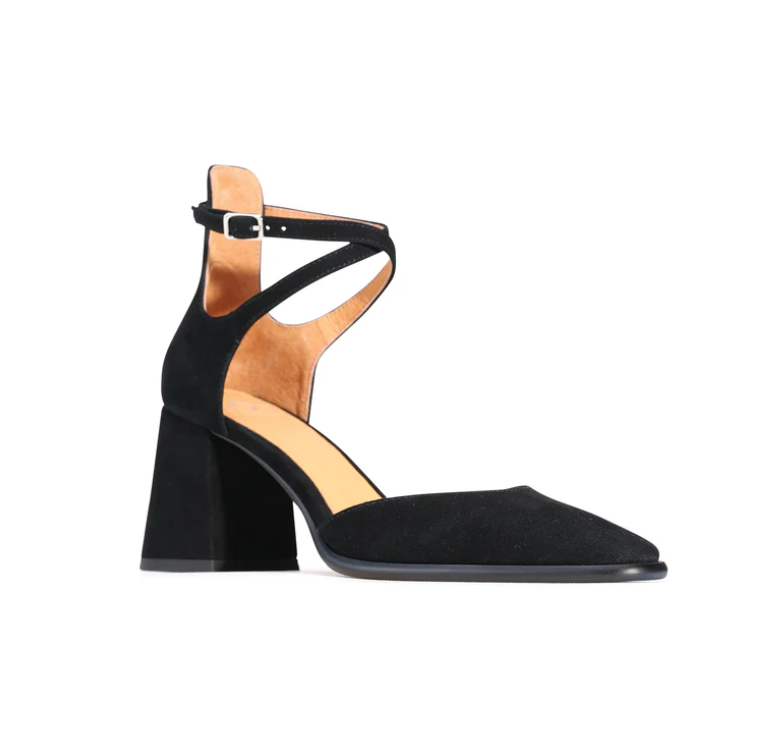 EOS ZAN LEATHER HEEL BLACK SUEDE