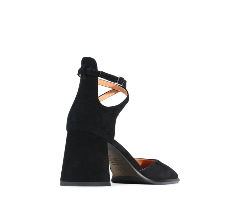 EOS ZAN LEATHER HEEL BLACK SUEDE
