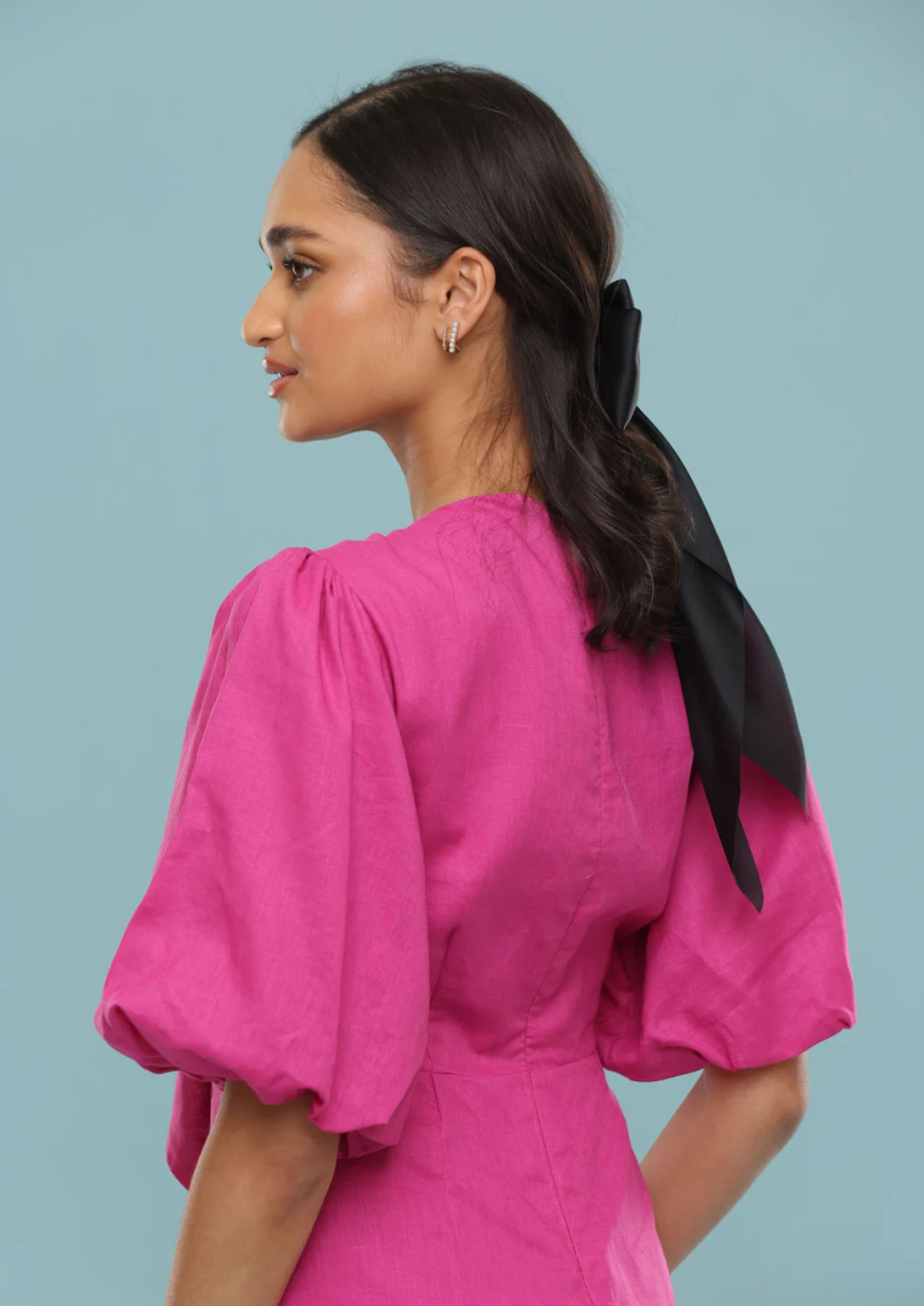 CARA SATIN HAIR BOW BLACK