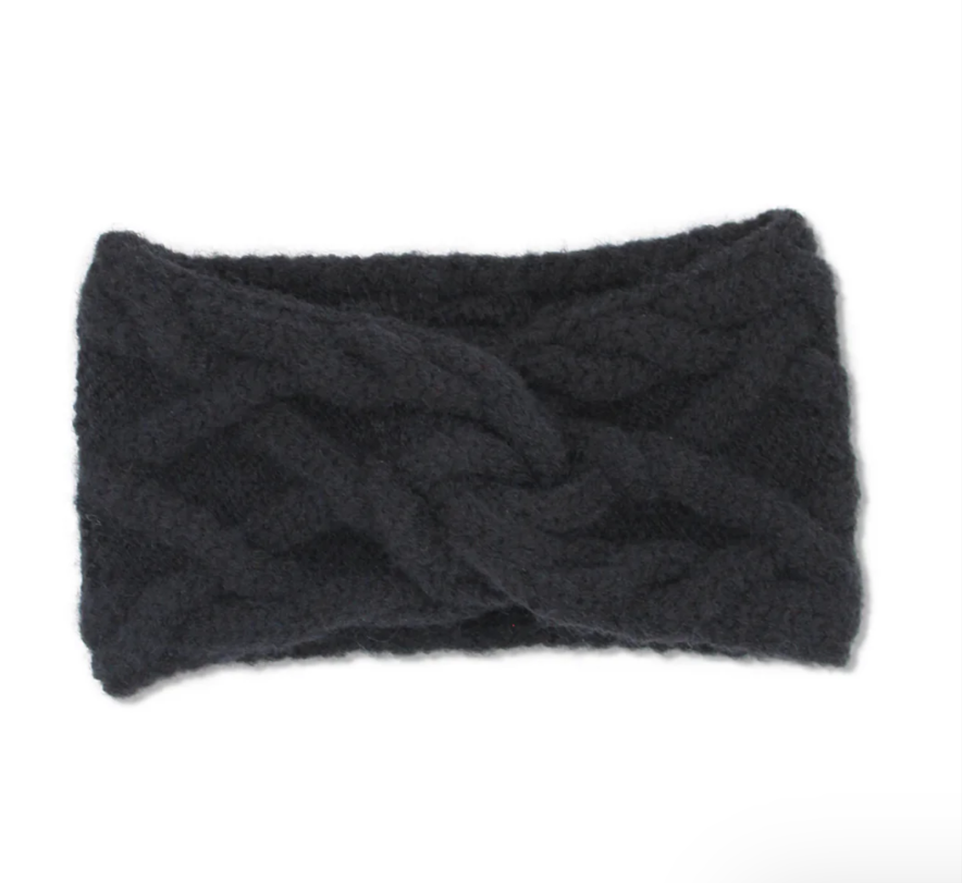 MICHELLE CABLE KNIT HEADBAND BLACK