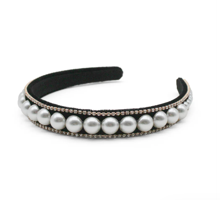 SANA PEARL HEADBAND BLACK