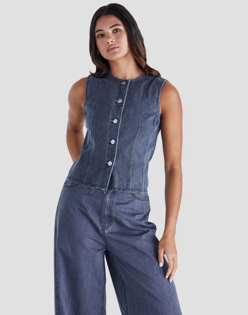SASS AINSLEY VEST DARK DENIM