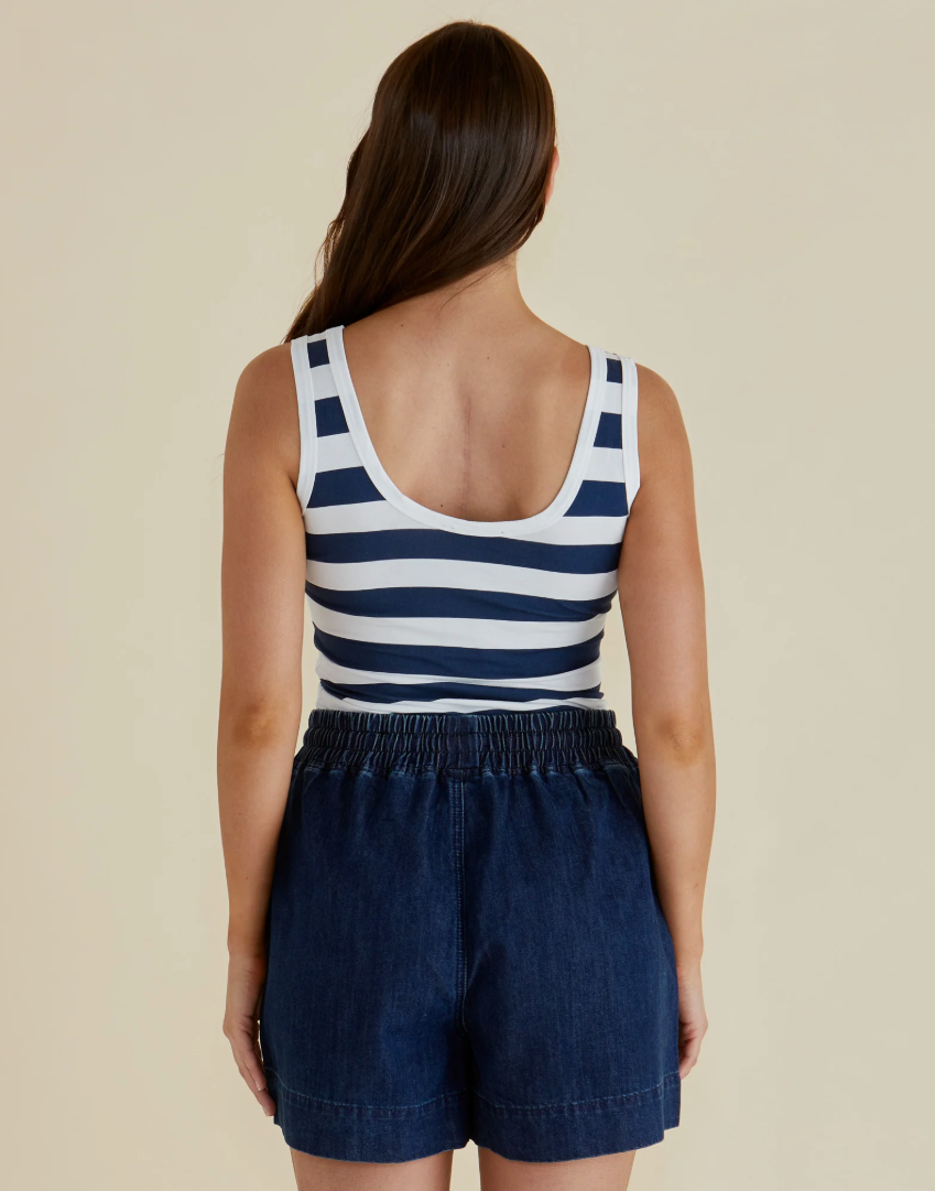 BETTY BASICS EMMA SCOOP TANK NAVY STRIPE