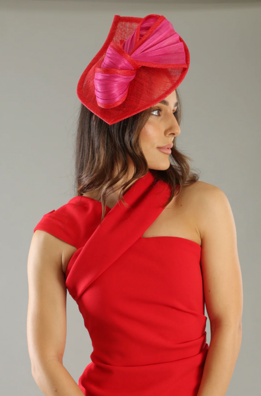 XANTHIA FASCINATOR RED & PINK