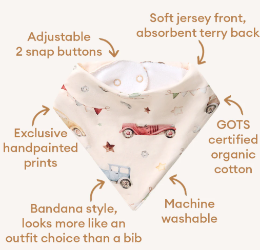 SNUGGLE HUNNY VINTAGE CARS DRIBBLE BIB