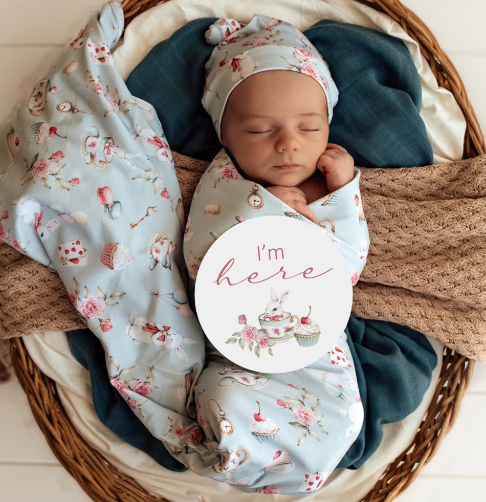 SNUGGLE HUNNY ALICE'S TEA PARTY & SAGE MILESTONE CARDS