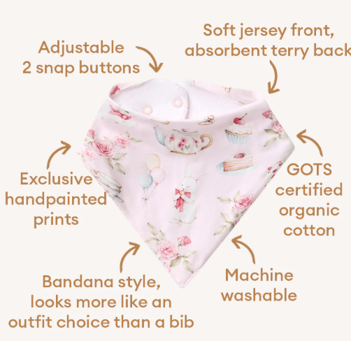 SNUGGLE HUNNY ALICE'S TEA PARTY DRIBBLE BIB