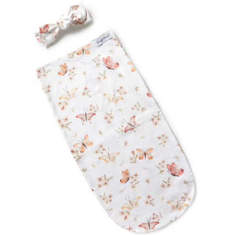 SNUGGLE HUNNY BUTTERFLY SWADDLE&TOPKNOT SET