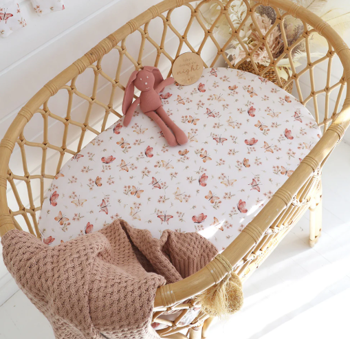 SNUGGLE HUNNY BUTTERFLY BASSINET SHEET/CHANGE PAD COVER