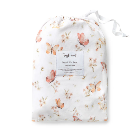 SNUGGLE HUNNY BUTTERFLY FITTED COT SHEET