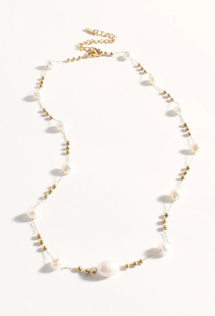 CHAIN PEARL NECKLACE GOLD