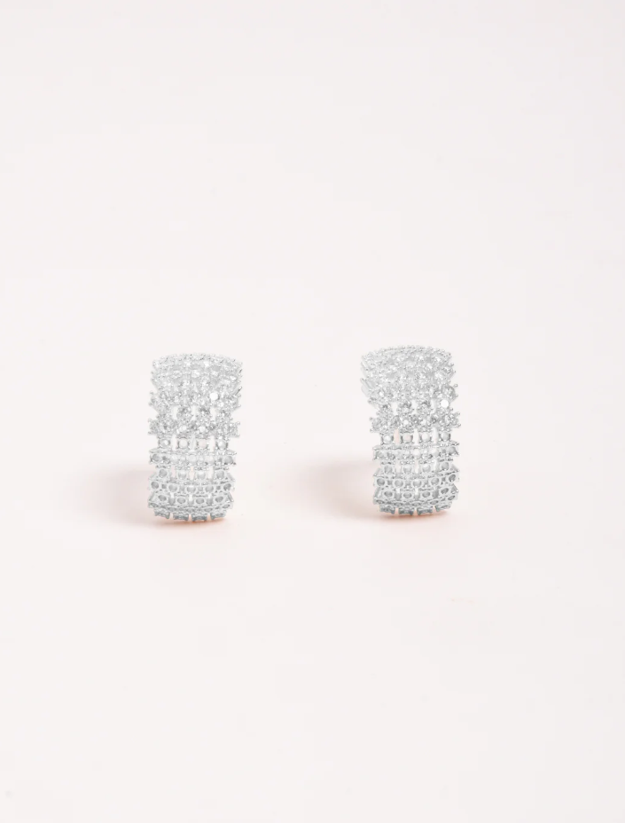 MINI DIAMONTE ROWS HOOPS SILVER