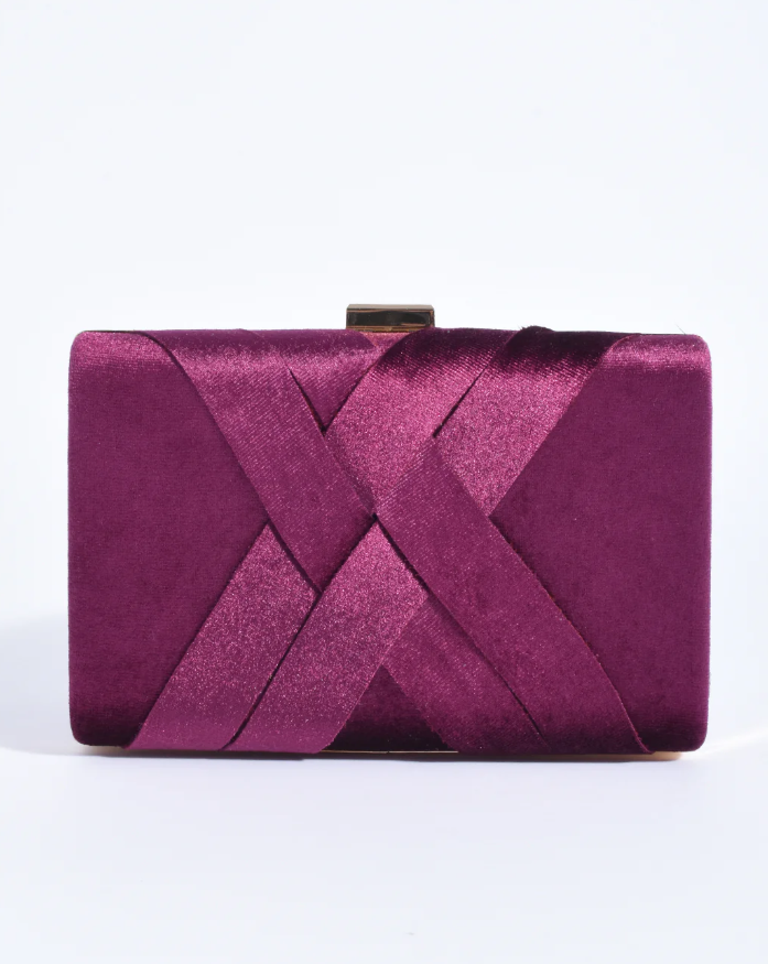 MARJORIE VELVET CLUTCH BERRY