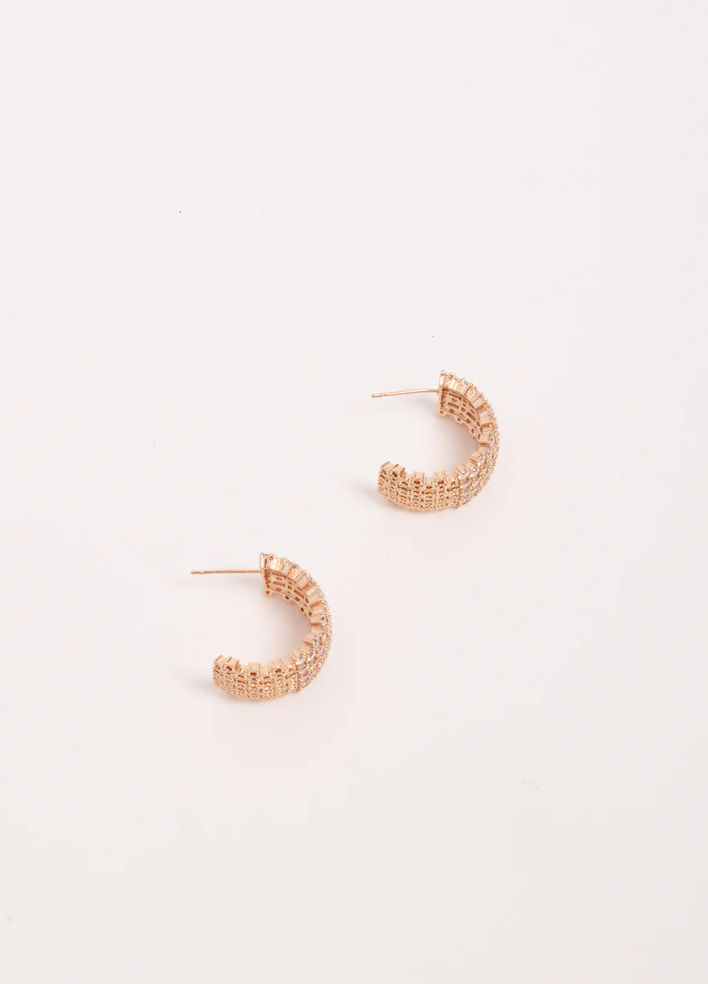 MINI DIAMANTE HOOP EARRINGS GOLD