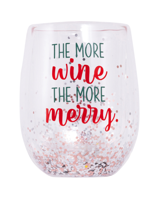 CHRISTMAS MERRIER STEMLESS GLASS