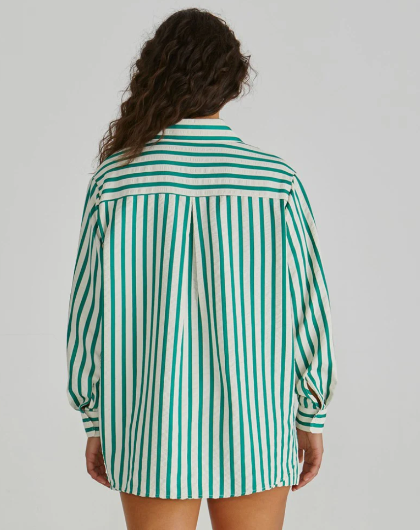 SASS HENRI SHIRT GREEN STRIPE