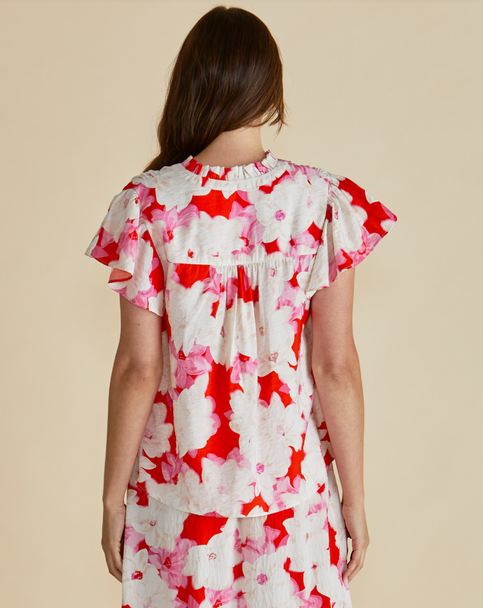 BETTY BASICS LYRA BLOUSE RED FLORAL PRINT