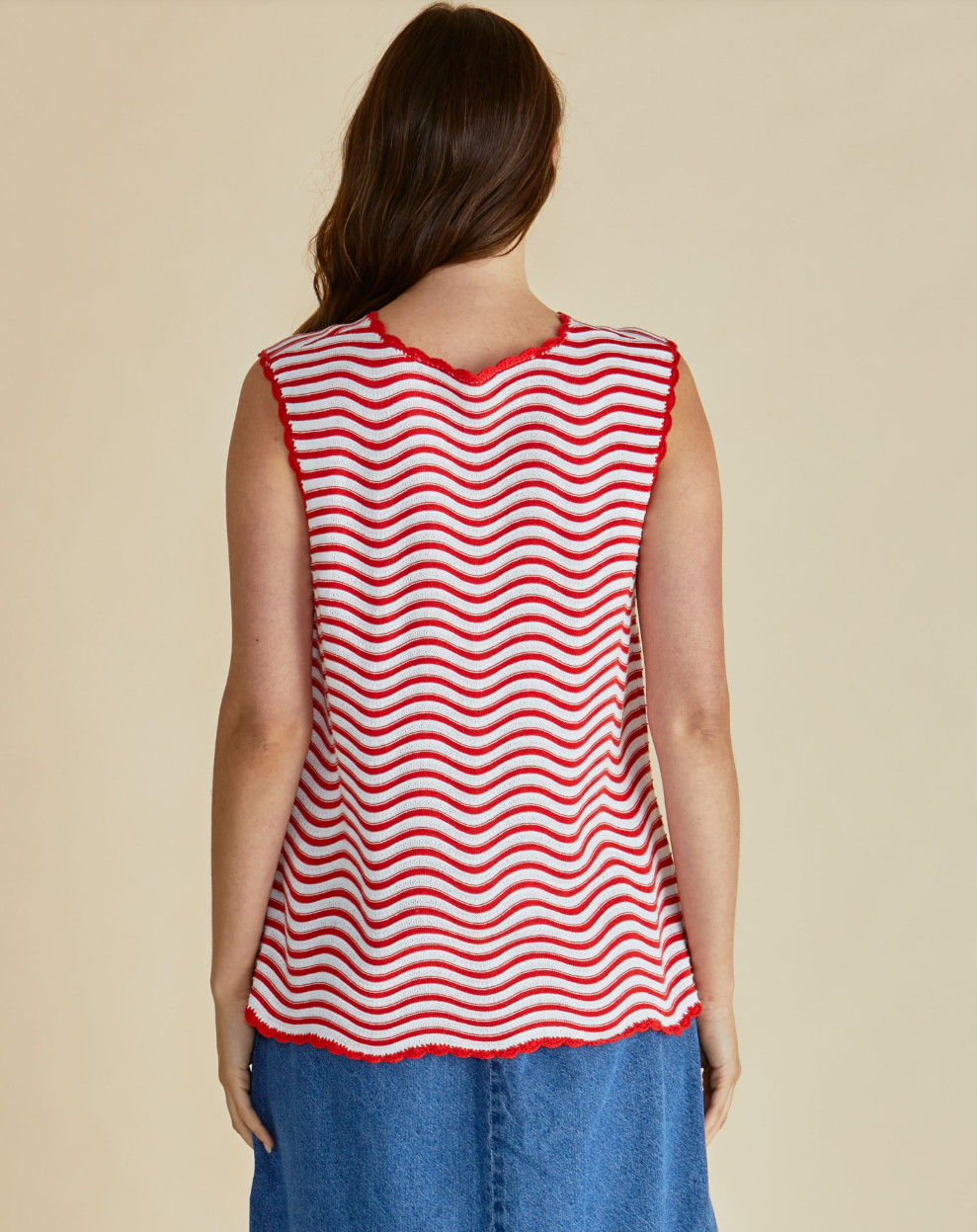 BETTY BASICS AVIVA TANK RED/ WHITE STRIPE