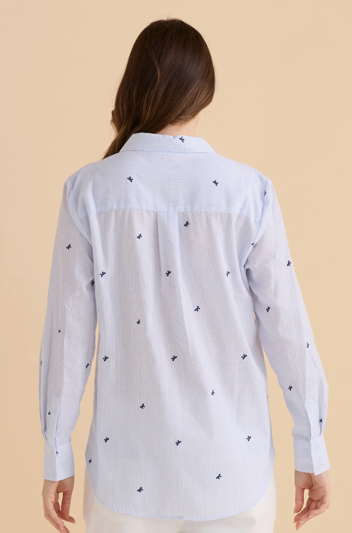 BETTY BASICS REID SHIRT BLUE