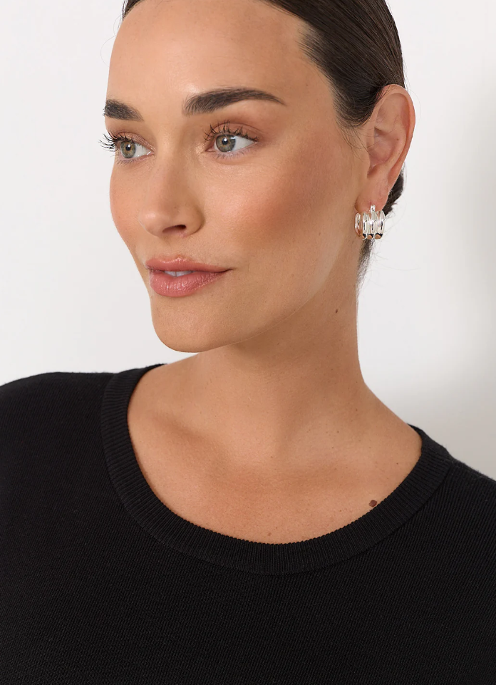 ADORNE 3 HOOP EARRINGS SILVER