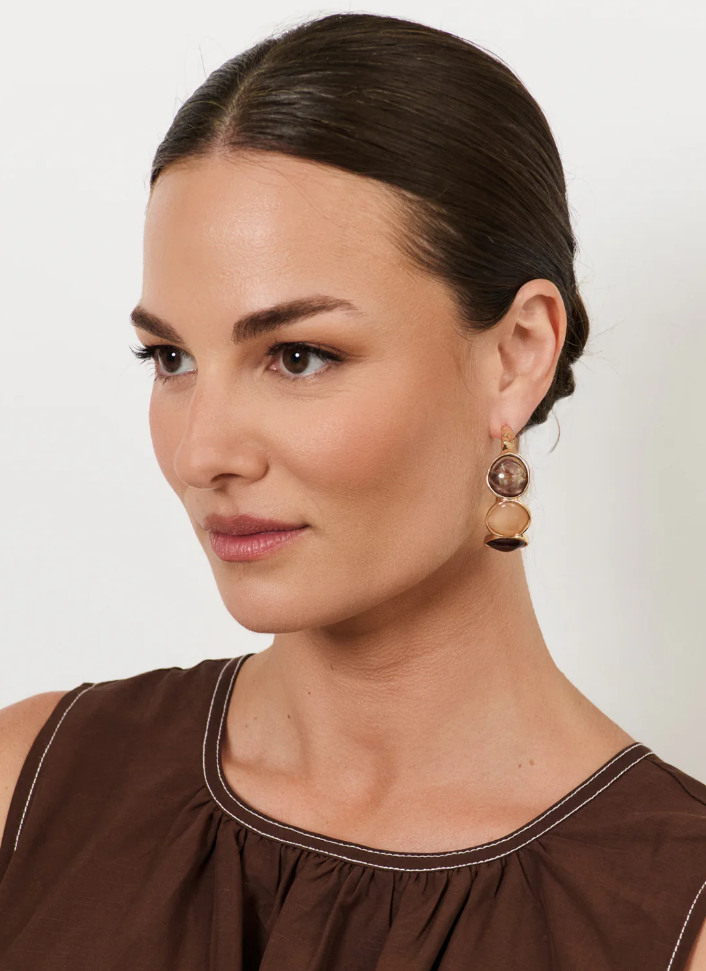 ADORNE STONE HOOP EARRINGS