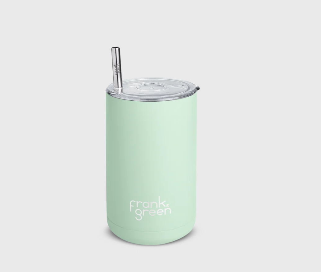 FRANK GREEN STAINLESS STEEL ICED COFFEE CUP WITH STRAW MINT