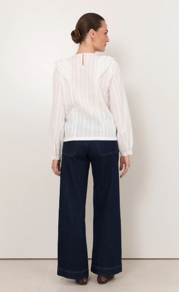 ADORNE SHANNON RUFFLE SHIRT WHITE