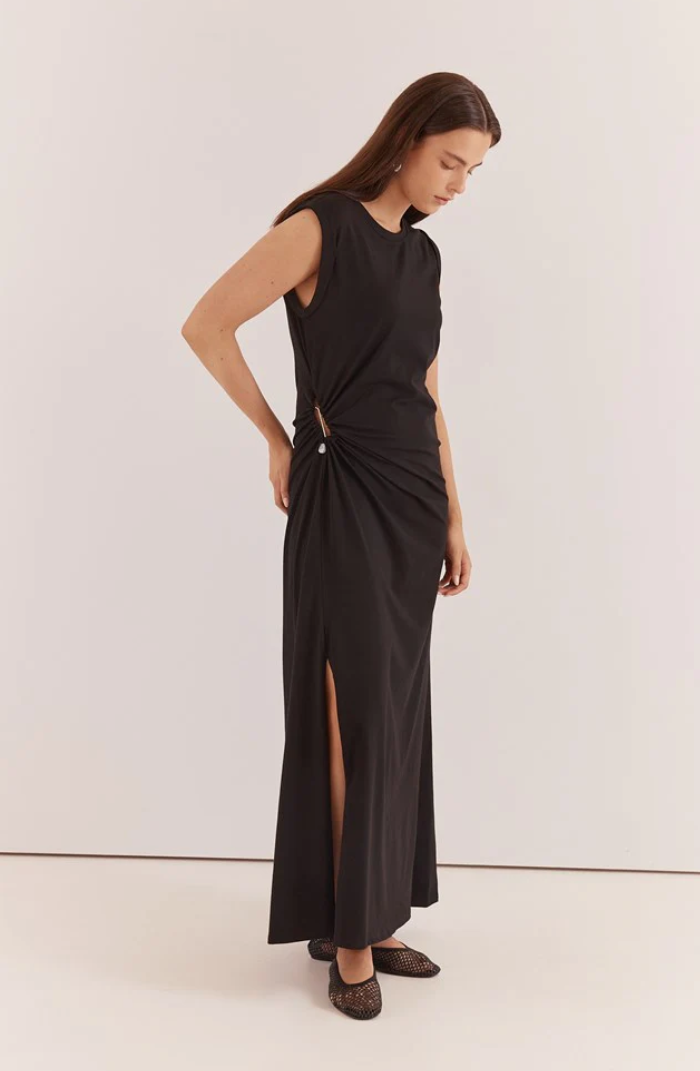 SASS ROXXI STONE TRIM DRESS BLACK