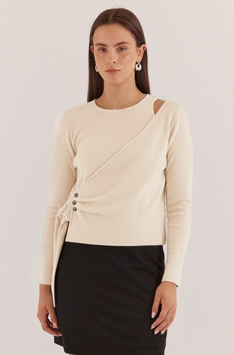 SASS AZALEA WRAP SWEATER CREAM