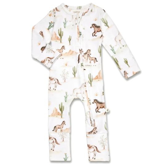 SNUGGLE HUNNY WILD HORSES SNUGGLESUIT CONVERTIBLE ROMPER