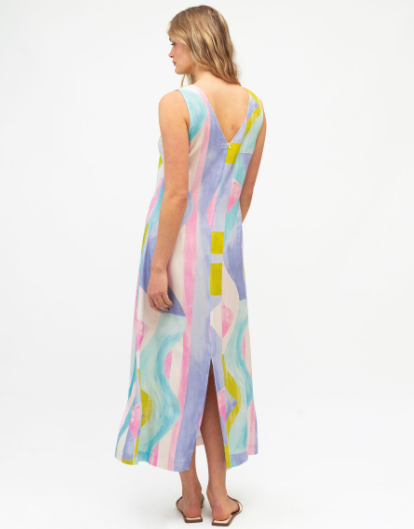 SUNSET RIPPLE MIDI DRESS