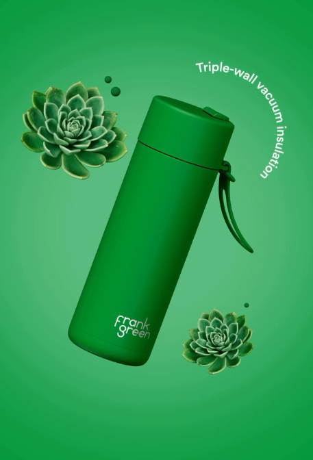 FRANK GREEN 20OZ REUSABLE BOTTLE EVERGREEN WITH STRAW LID