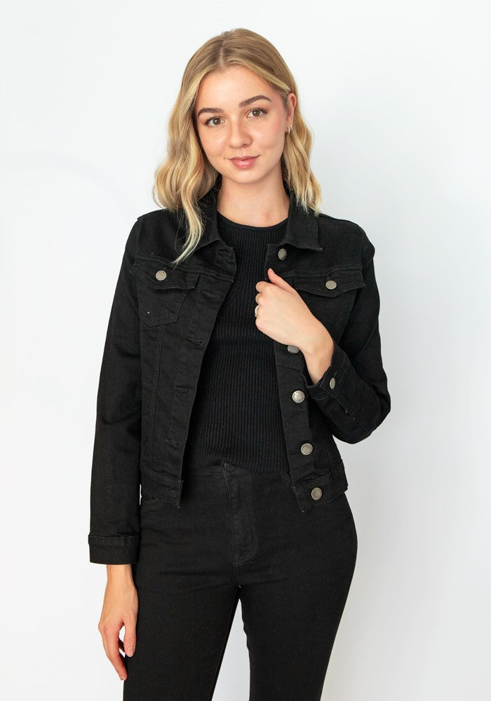 CGJ9766 DENIM JACKET BLACK