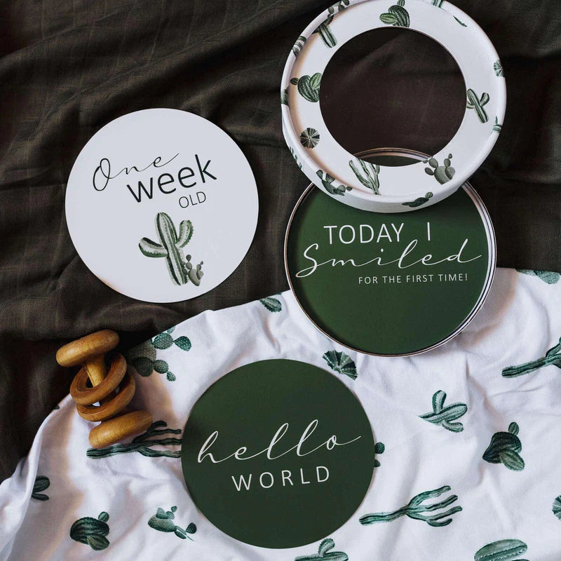 CACTUS & LEAF GREEN MILESTONE CARDS