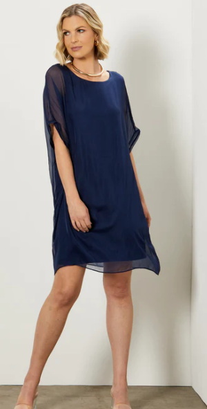 2729M MARINE SILK DRESS