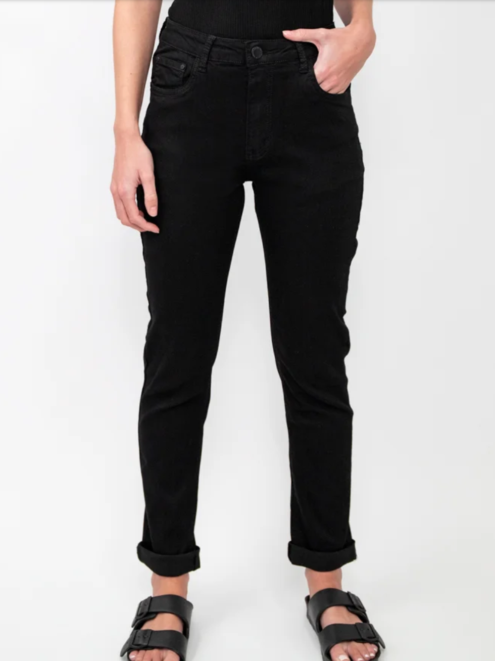 CGJ1319-BLACK H WAIST JEAN