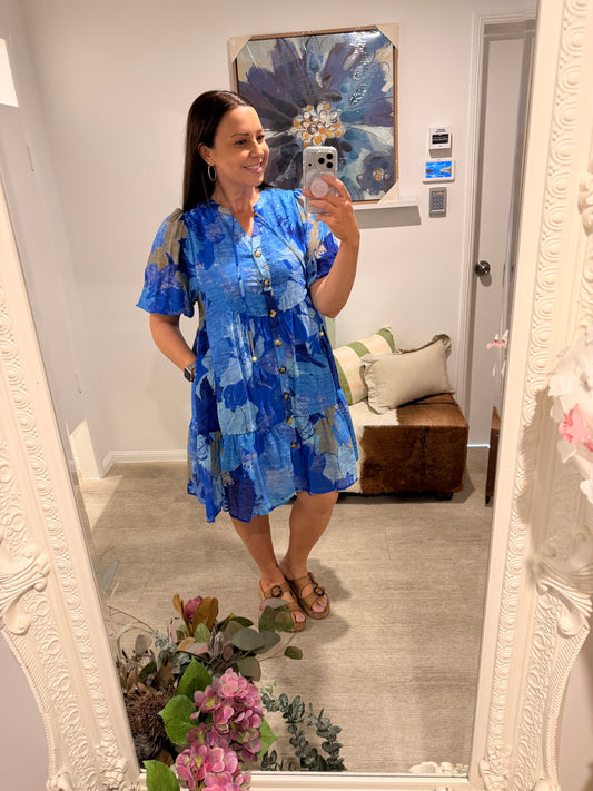 CM MULTI BLUES MINI DRESS