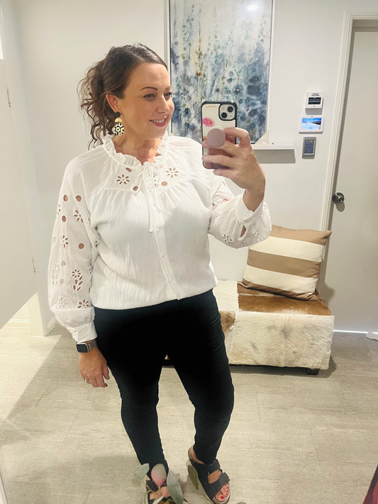 PALM COVE NORA LS TOP WHITE