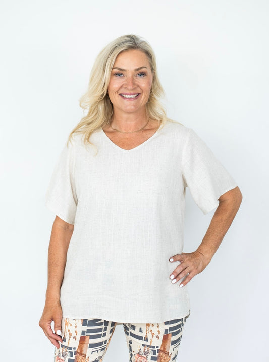 ANNE LINEN BLEND TOP