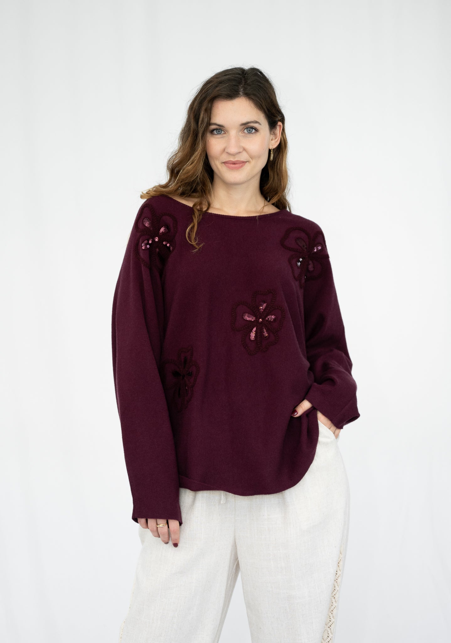 WILLOW TREE SEQUIN KNIT PLUM