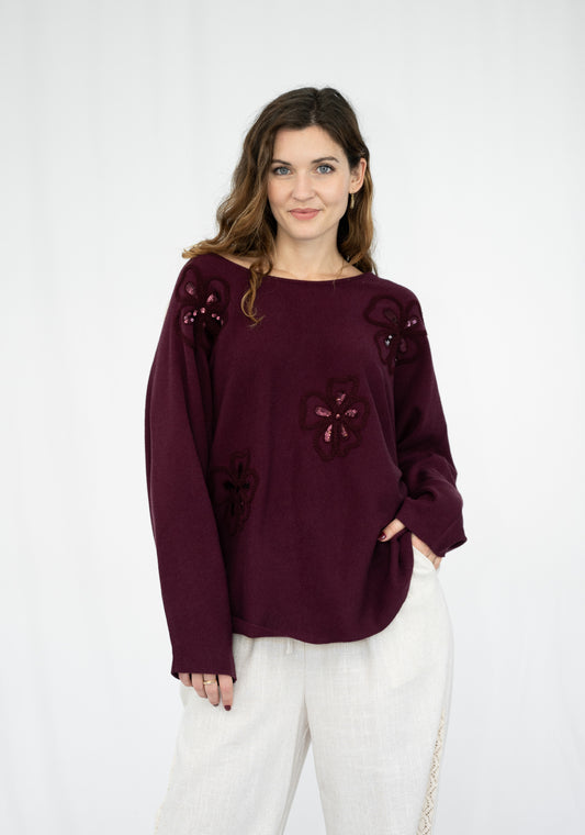 WILLOW TREE SEQUIN KNIT PLUM