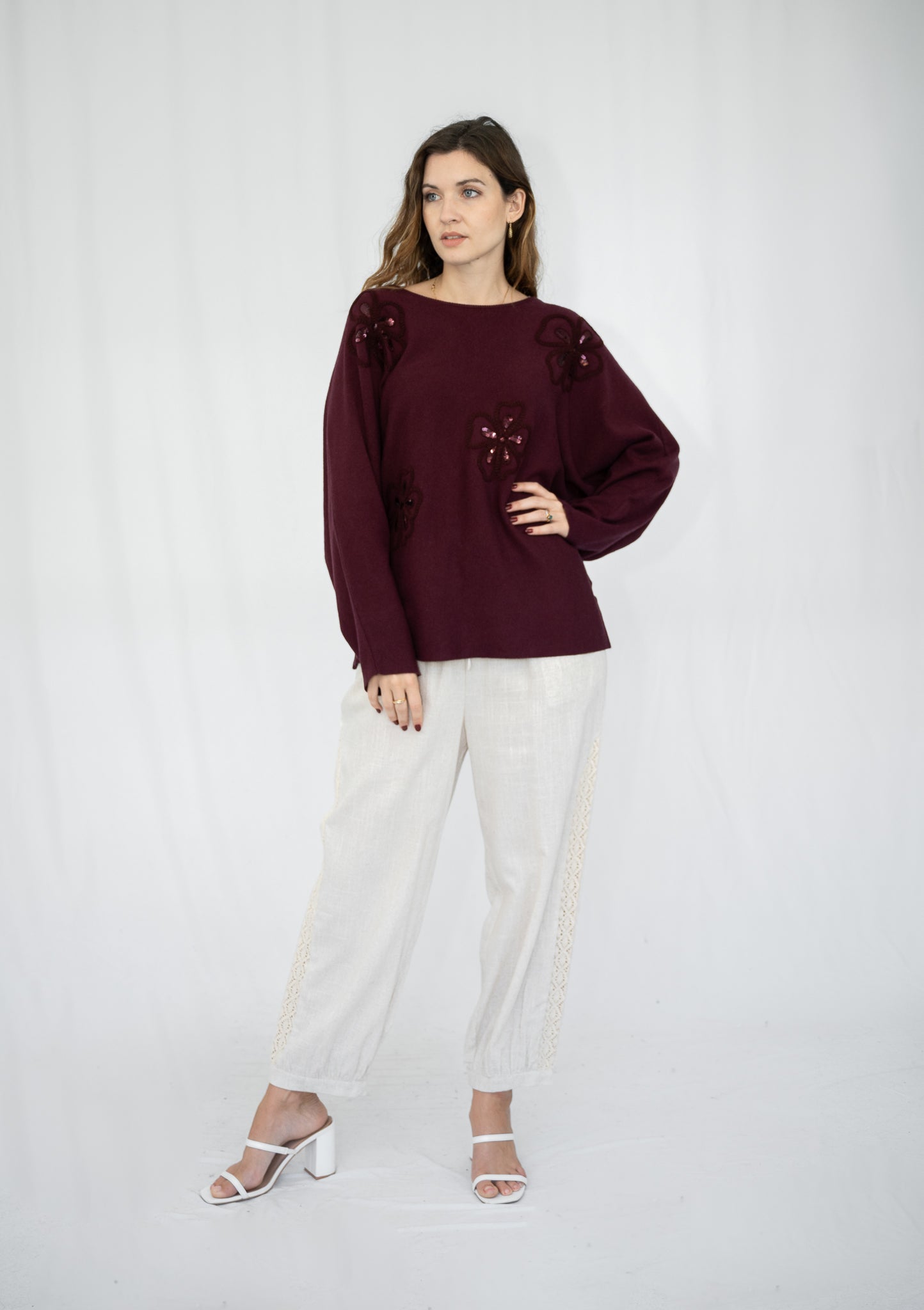 WILLOW TREE SEQUIN KNIT PLUM