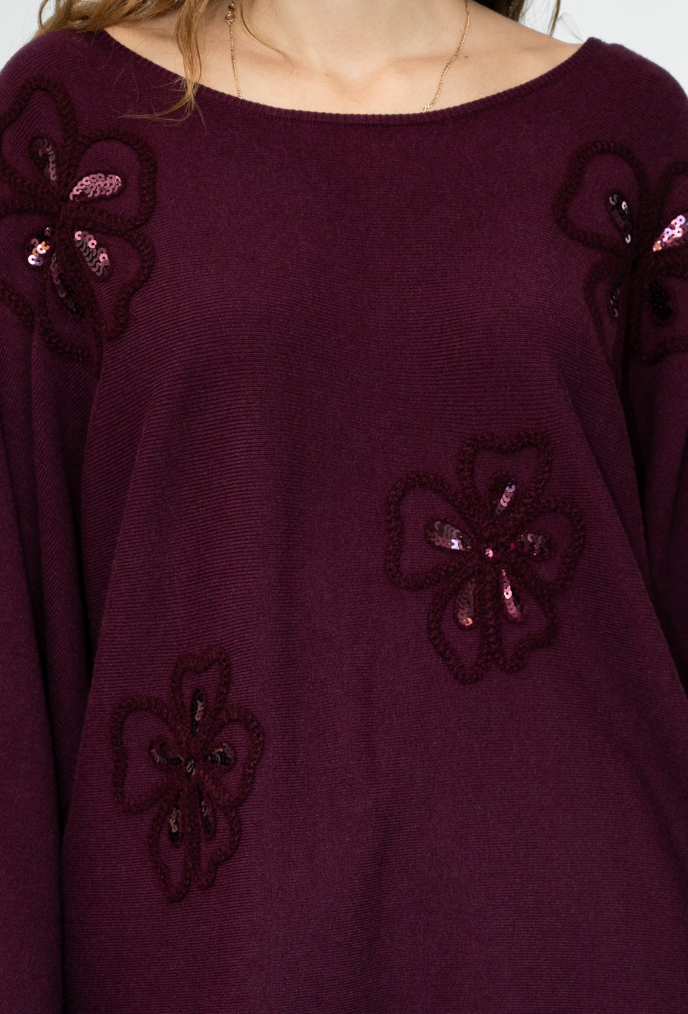 WILLOW TREE SEQUIN KNIT PLUM