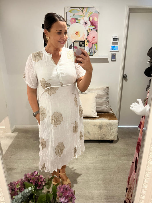 JOLIE SAULE STITCH DRESS WHITE