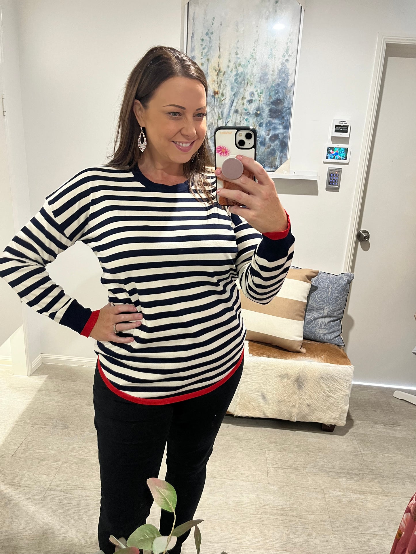 BETTY BASICS SOPHIE KNIT JUMPER NAVY STRIPE