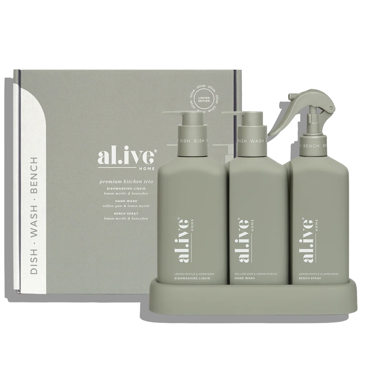 AL.IVE KITCHEN TRIO LEMON MYRTLE & HONEYDEW + WILLOW GUM & LEMON MYRTLE