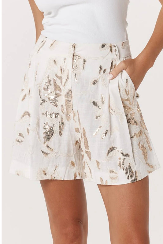 FATE & BECKER INES SEQUIN LINEN SHORTS