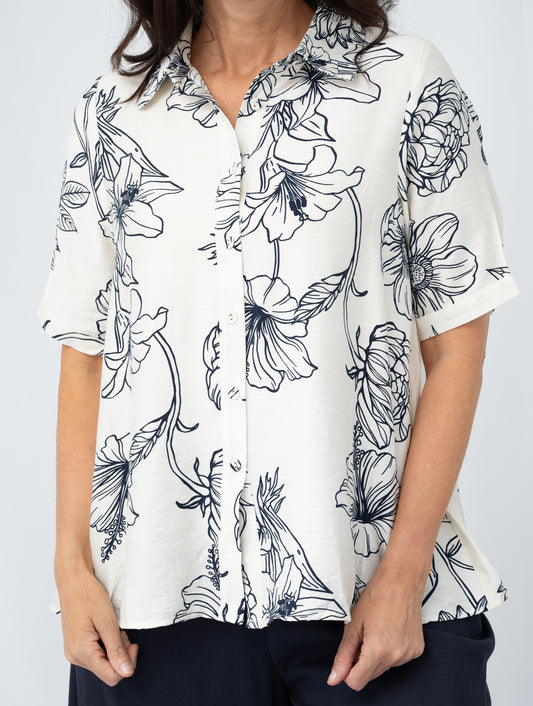 WILLOW TREE WHITES FLORAL BLOUSE