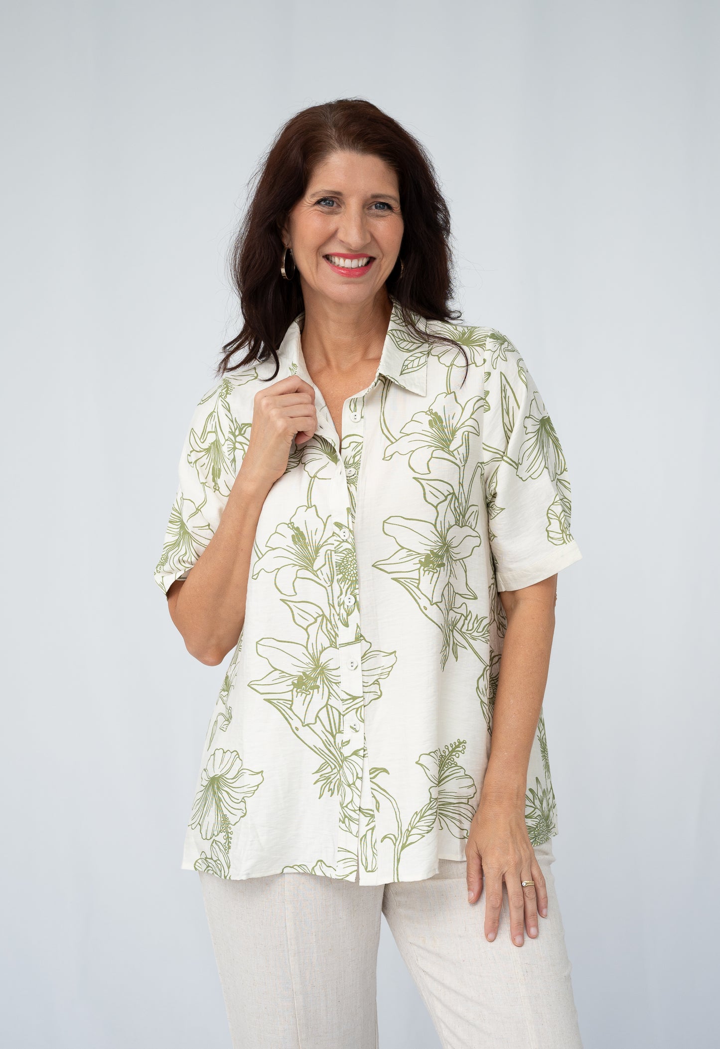 FLORAL BLOUSE SAGE