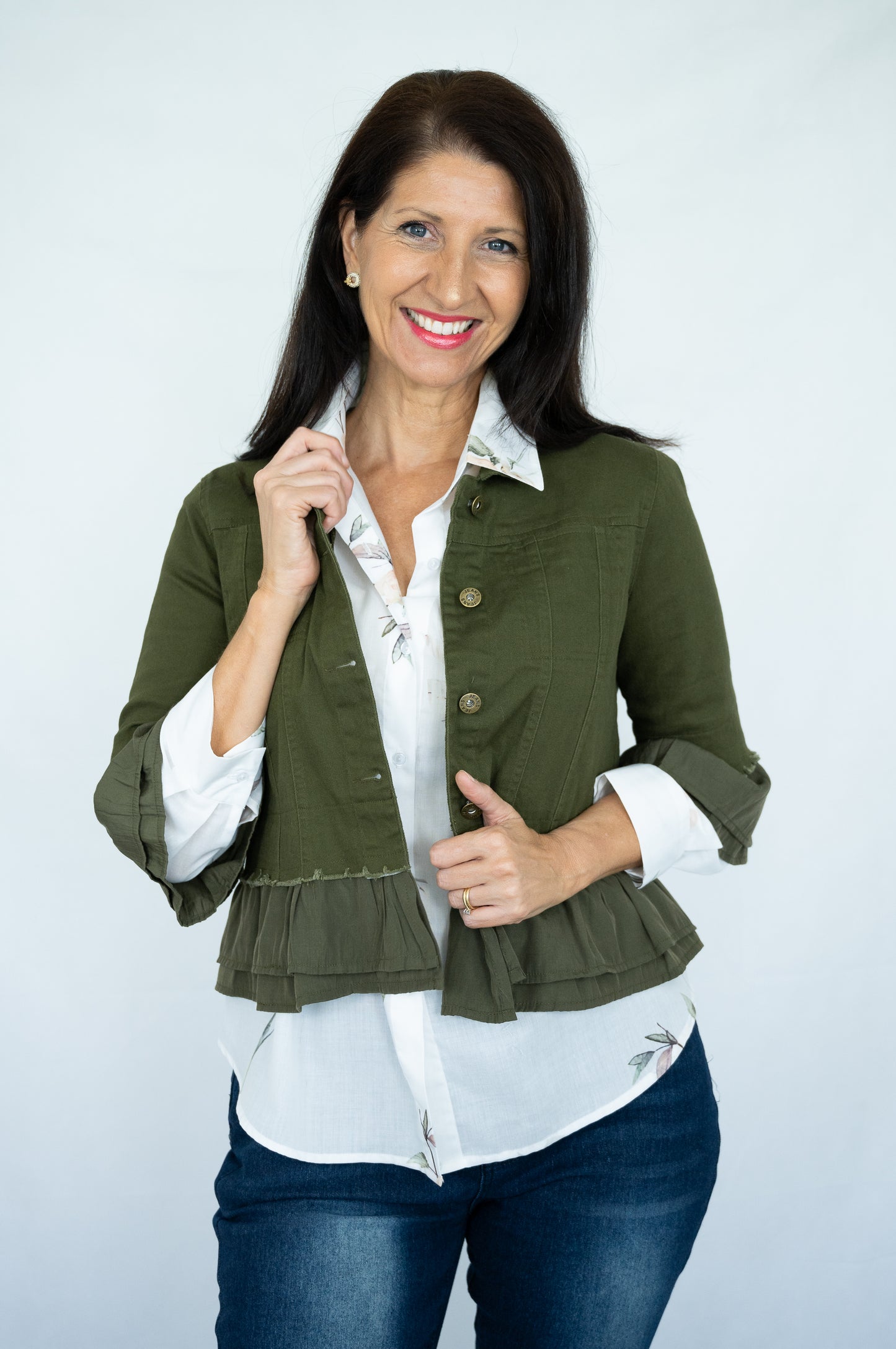 JOLIE SAULE FRILL JACKET KHAKI
